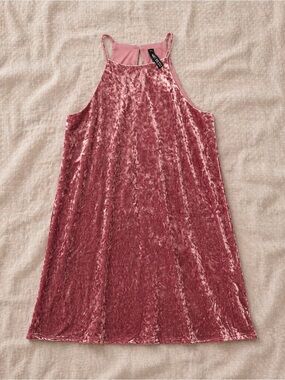 Women’s Crushed Velvet Mauve Tank Dress size MEDIUM by design lab